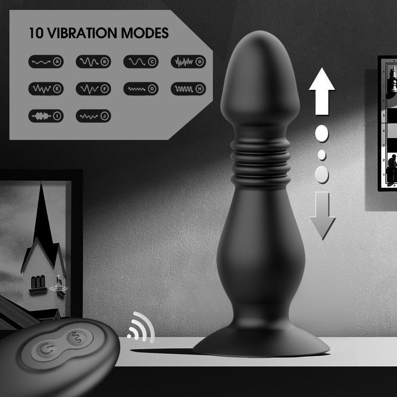 Remote Control Suction Cup Anal Plug Vibrator 10 Frequency Vibration and Telescoping Butt Plug Vibrator Sex Toys for Woman