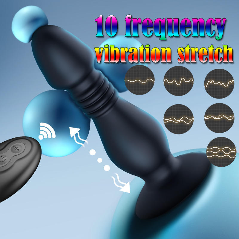 Remote Control Suction Cup Anal Plug Vibrator 10 Frequency Vibration and Telescoping Butt Plug Vibrator Sex Toys for Woman
