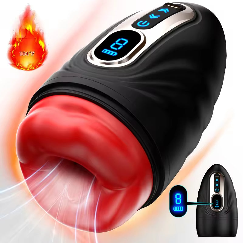 Intelligent Digital Display Heating Mouth Masturbation Cup Adult Sex Toy 9 Frequency Vibration Male Masturbator Adult Toys