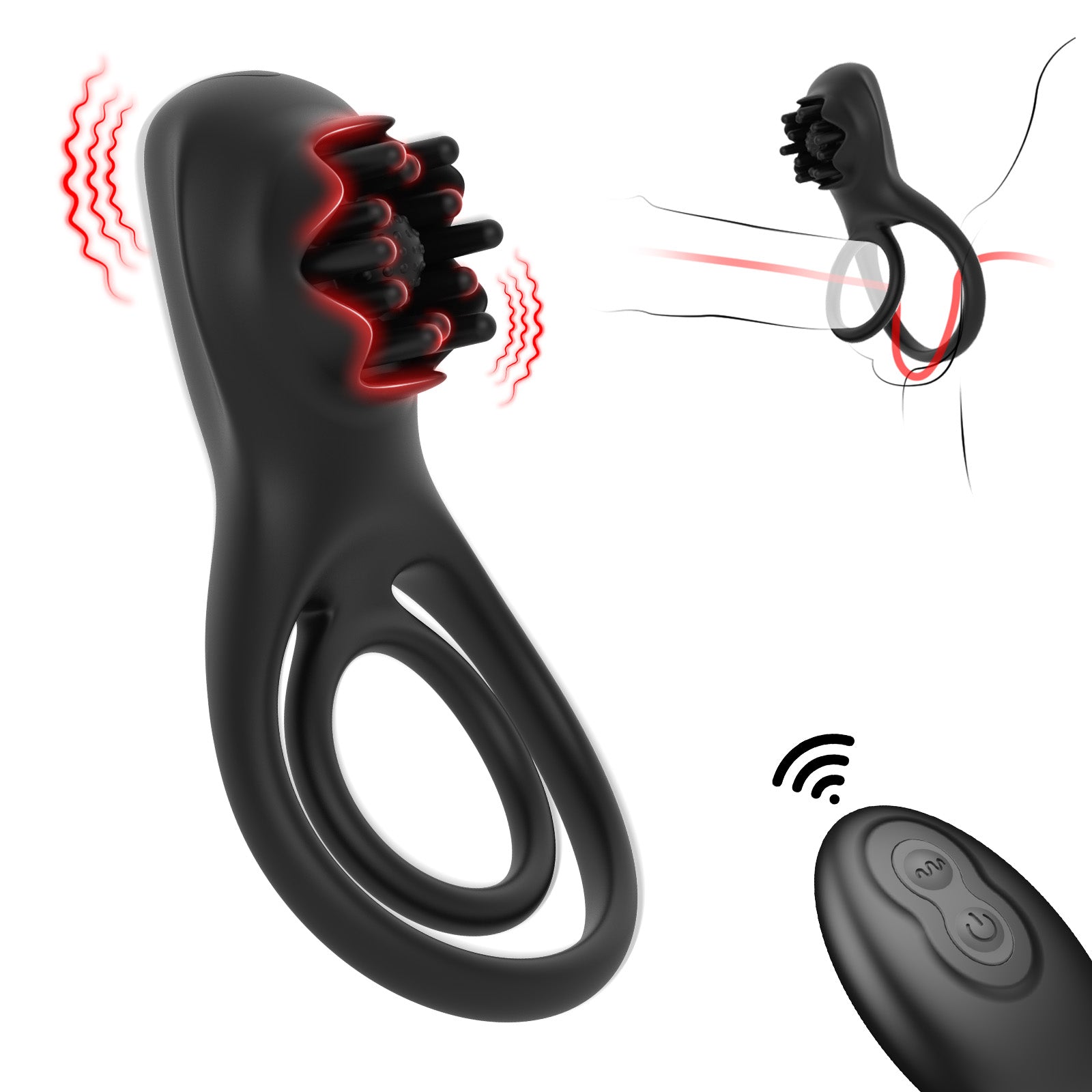 Remote Control Rose Silicone Cock Ring Vibrator 10 Frequency Vibration Sex Toys Vibrating Cock Ring for Men Sex Toys for Men