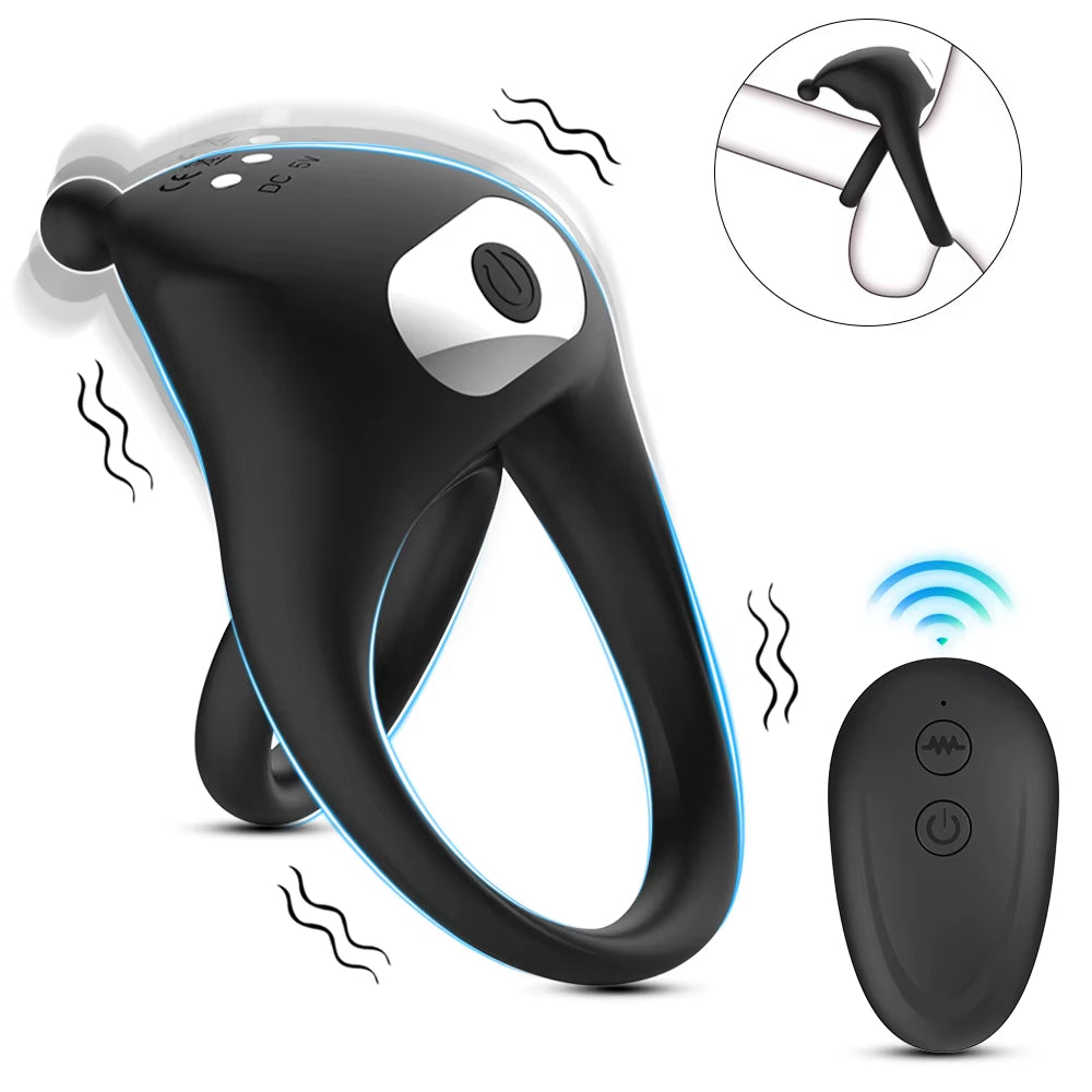 Male Wireless Remote Control 10 Frequency Vibration Cock Ring Silicone Vibrating Cock Ring Extender Penis Ring Sex Toys for Men