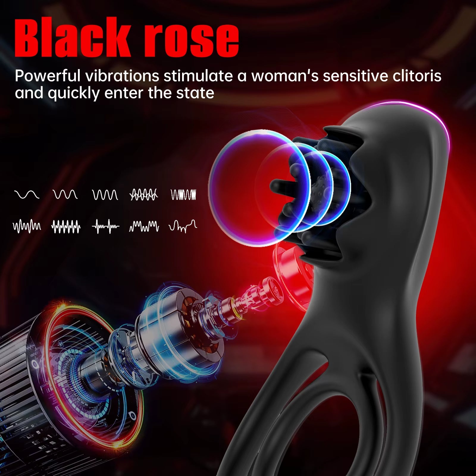 Remote Control Rose Silicone Cock Ring Vibrator 10 Frequency Vibration Sex Toys Vibrating Cock Ring for Men Sex Toys for Men