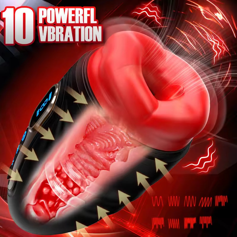 Intelligent Digital Display Heating Mouth Masturbation Cup Adult Sex Toy 9 Frequency Vibration Male Masturbator Adult Toys
