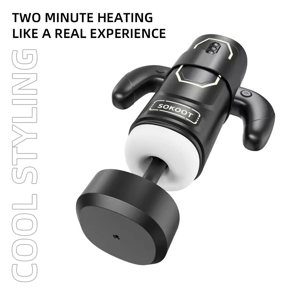 Double Handles Male Masturbation Cup for Men Telescoping+vibration+heating+Sucking+Sound Masturbation Cup Adult Toys