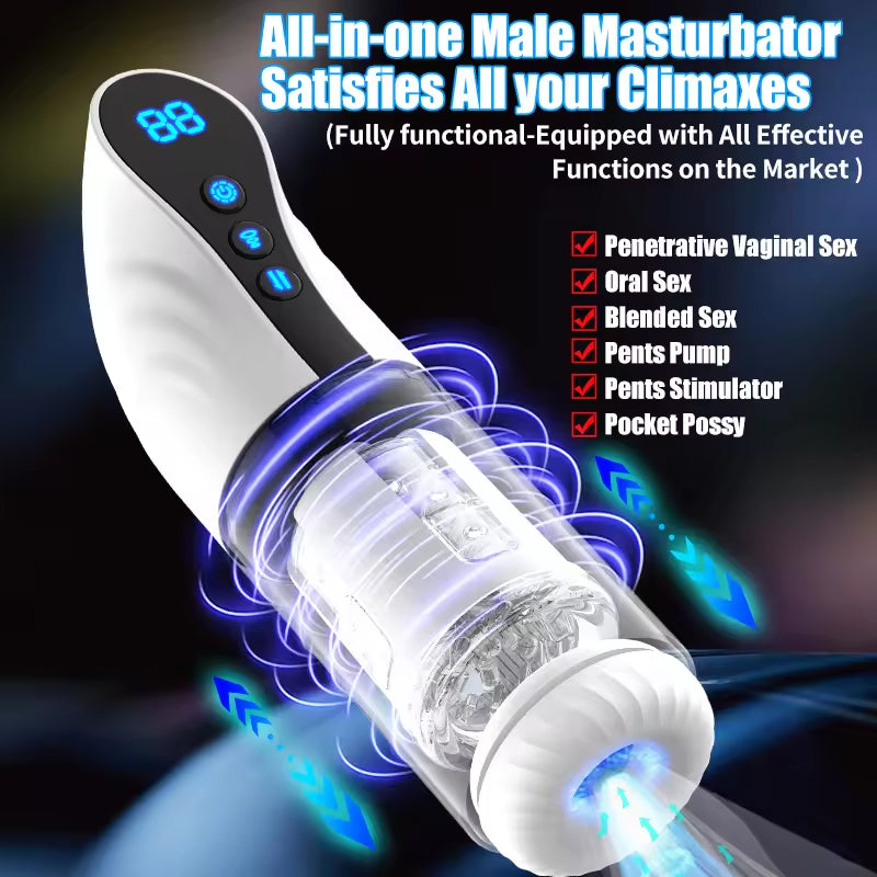 Silicone Electric Male Masturbation Cup 9 Frequency Extension+sucking+vibration+rotation Masturbator Adult Toys