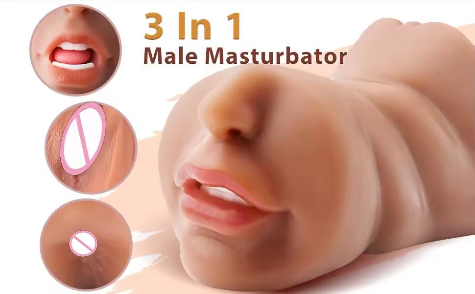 Artificial 3 in 1 Male Masturbator Pocket Pussy TPE Vagina Adult Sex Pussy Toys Masturbation Cup Adult Toys
