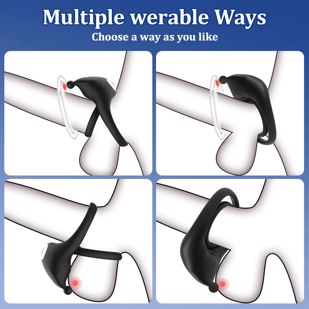 Male Wireless Remote Control 10 Frequency Vibration Cock Ring Silicone Vibrating Cock Ring Extender Penis Ring Sex Toys for Men