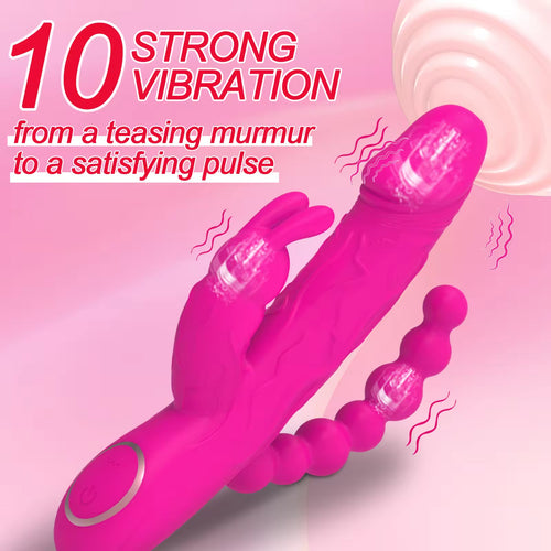 3 in 1 Rabbit Vibrator G-spot Clitoral Stimulator Adult Sex Toys Vaginal Anal Stimulator Vibrator for Women Adult Toys for Women