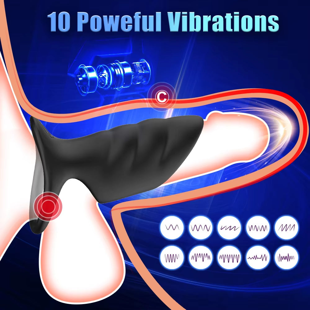 Male Rechargeable Cock Ring Vibrator for Men 10 Frequency Vibration Adult Sex Toy Delay Ejaculation Penis Ring Sex Toys for Men