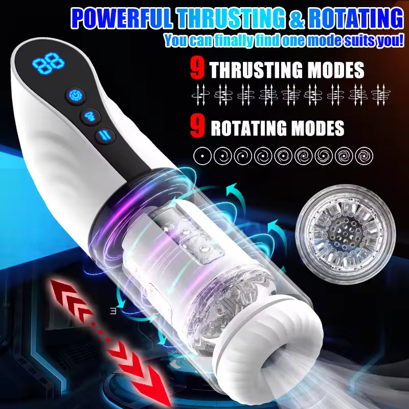 Silicone Electric Male Masturbation Cup 9 Frequency Extension+sucking+vibration+rotation Masturbator Adult Toys