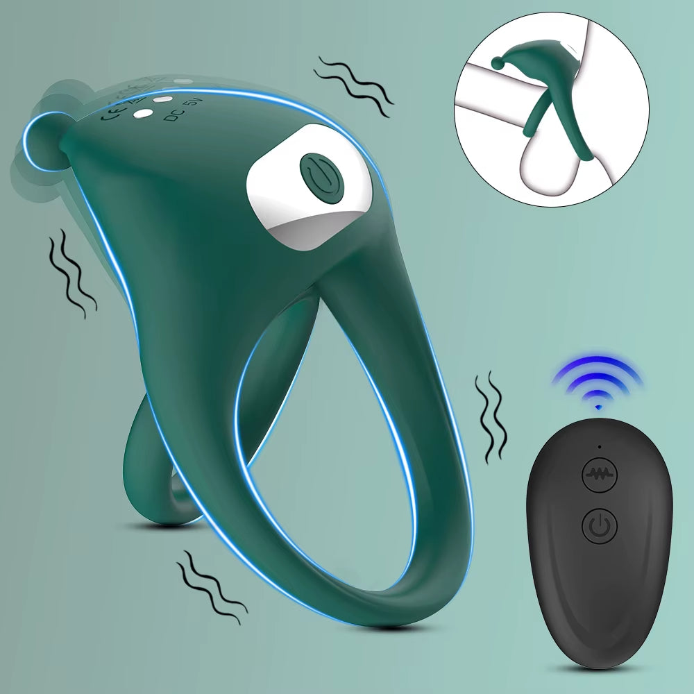 Male Wireless Remote Control 10 Frequency Vibration Cock Ring Silicone Vibrating Cock Ring Extender Penis Ring Sex Toys for Men