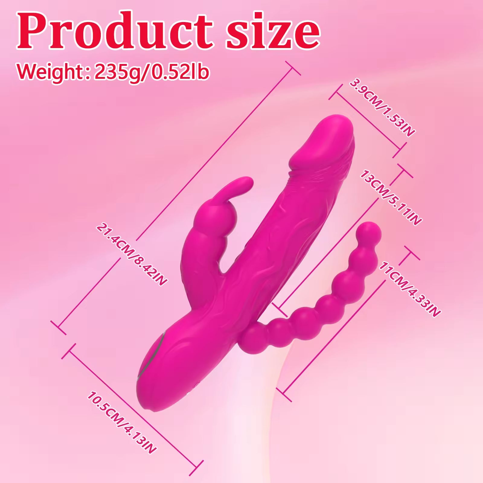 3 in 1 Rabbit Vibrator G-spot Clitoral Stimulator Adult Sex Toys Vaginal Anal Stimulator Vibrator for Women Adult Toys for Women