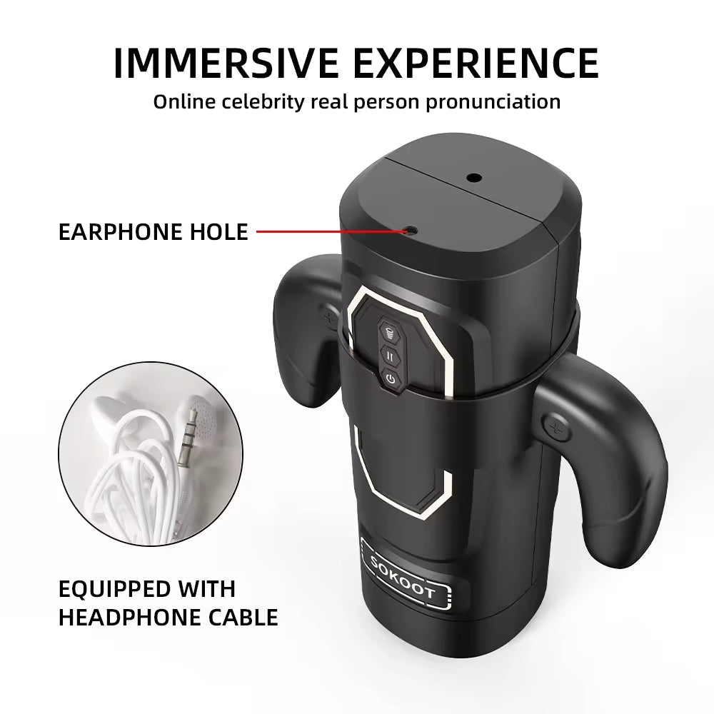 Double Handles Male Masturbation Cup for Men Telescoping+vibration+heating+Sucking+Sound Masturbation Cup Adult Toys