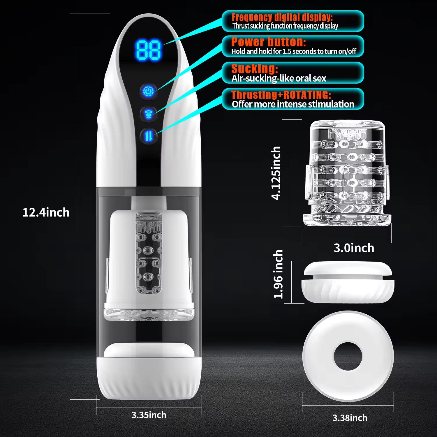 Silicone Electric Male Masturbation Cup 9 Frequency Extension+sucking+vibration+rotation Masturbator Adult Toys