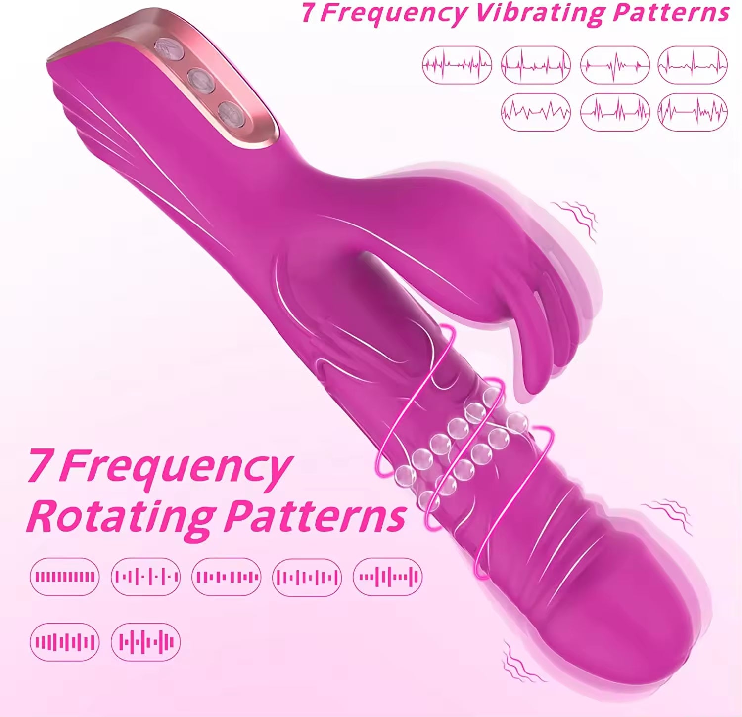 Rabbit Vibrator 2 in 1 Tongue Licking Vibrator for Women 6 Frequency Telescoping Adult Sex Toy Wand Vibrator Adult Toys for Women