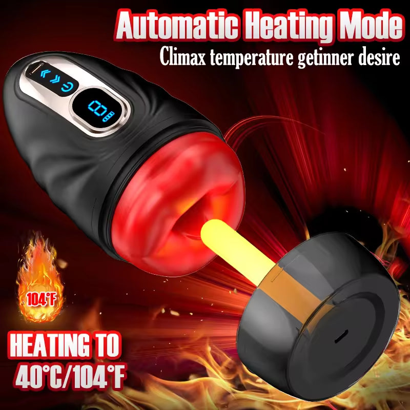 Intelligent Digital Display Heating Mouth Masturbation Cup Adult Sex Toy 9 Frequency Vibration Male Masturbator Adult Toys