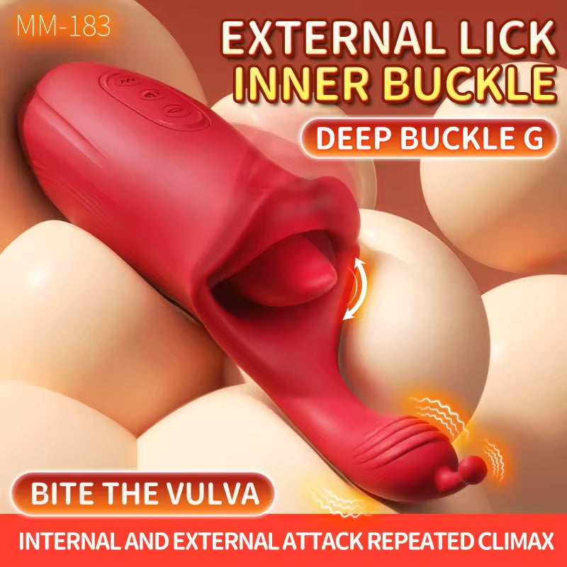 Hot Sale 2 in 1 Tongue Licking Vibrator Toy G Spot Clitoral Stimulator Vibrators for Women Tongue Vibrator Adult Toys