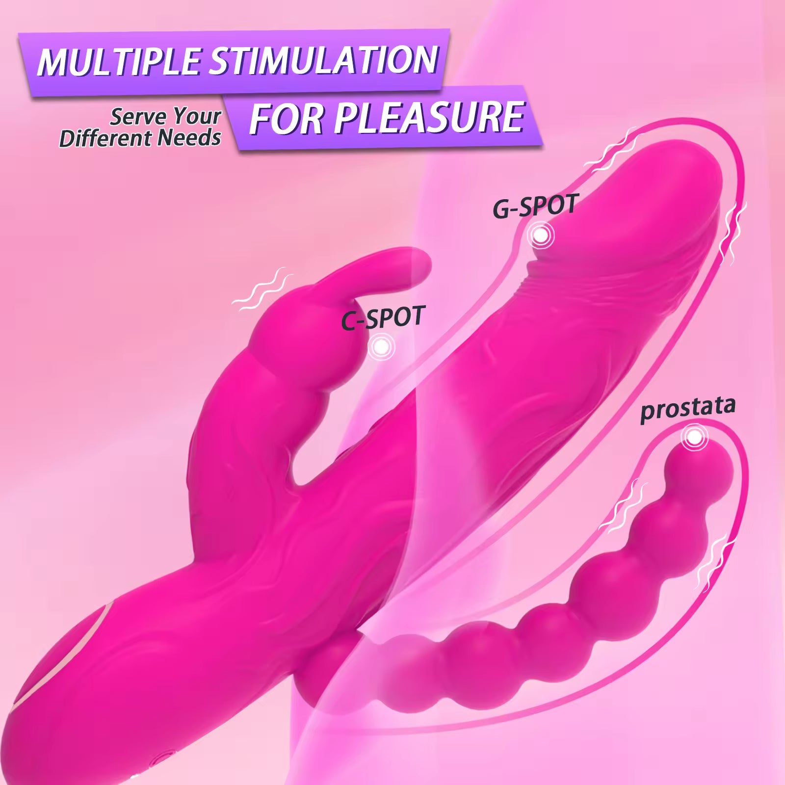 3 in 1 Rabbit Vibrator G-spot Clitoral Stimulator Adult Sex Toys Vaginal Anal Stimulator Vibrator for Women Adult Toys for Women
