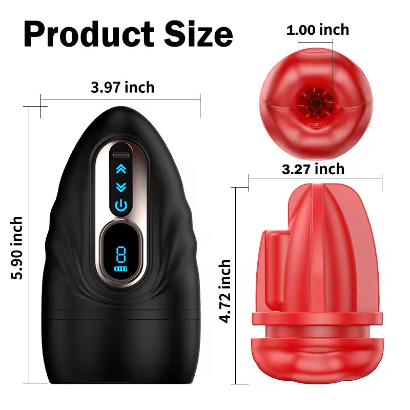 Intelligent Digital Display Heating Mouth Masturbation Cup Adult Sex Toy 9 Frequency Vibration Male Masturbator Adult Toys