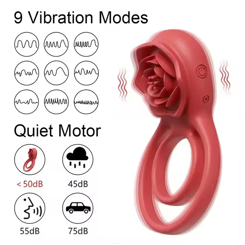 Adult Products Male Rose Penis Vibrating Cock Ring Vibrator Adult Sex Toys Penis Ring Cock Ring for Men Sex Toys for Men